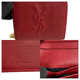 Yves Saint Laurent-Yves Saint Laurent Leather Zip Bifold Compact Wallet Leather Short Wallet in Good condition-Other