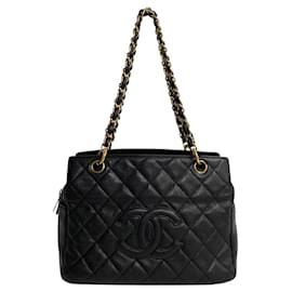 Chanel-Chanel CC Bolsa de ombro com corrente de caviar acolchoada Bolsa de ombro de couro em bom estado-Outro