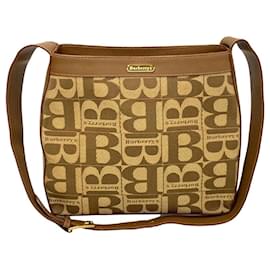 Burberry-Burberry B Monogram Canvas & Leather Crossbody Bag Canvas Crossbody Bag in Good condition-Other