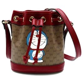 Gucci-Gucci X Doraemon Bucket Bag  Leather Crossbody Bag 648000 in good condition-Other