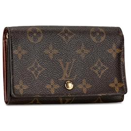 Louis Vuitton-Cartera larga de cuero con cartera de lona con monograma de Louis Vuitton M61730 en buen estado-Otro