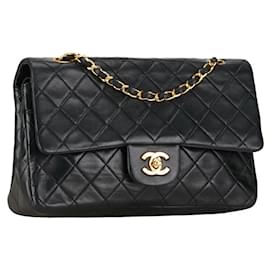 Chanel-Chanel Bolsa de ombro de couro com aba forrada clássica média em bom estado-Outro