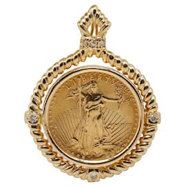 & Other Stories-Other 18K American Gold Eagle Coin Pendant  Metal Necklace in Excellent condition-Other