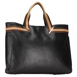 Gucci-Gucci Leather Web Tote Bag Leather Tote Bag 002 1134 in good condition-Other
