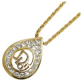 Dior-Dior Rhinestone Logo Teardrop Necklace Metal Necklace in Excellent condition-Other