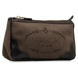Prada-Prada Canapa Logo Pouch  Canvas Vanity Bag in Good condition-Other
