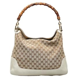 Gucci-Borsa a tracolla in tela con manico in bambù in tela Gucci GG 282315 in buone condizioni-Altro