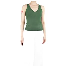 Autre Marque-Green ribbed v-neck top - size M-Green