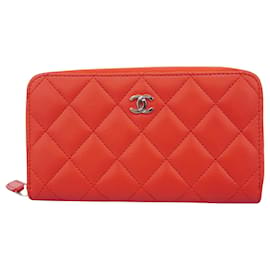 Chanel-Chanel Portefeuille Zippé-Roja