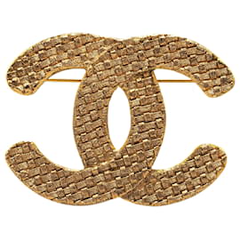 Chanel-Chanel Gold CC vergoldete Brosche-Golden
