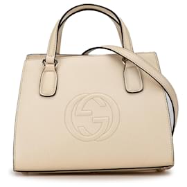 Gucci-Gucci Soho Umhängetasche aus weißem Dollar-Kalbsleder mittlerer Größe-Weiß,Roh