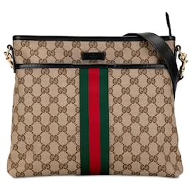 Gucci-Borsa a tracolla Gucci in tela marrone GG Canvas-Marrone,Beige