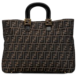 Fendi-Grand cabas Twins en toile Zucca marron Fendi-Marron