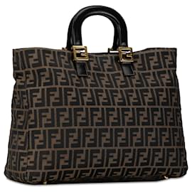 Fendi-Grand cabas Twins en toile Zucca marron Fendi-Marron