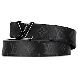 Louis Vuitton-Cinturón reversible con iniciales LV Eclipse con monograma negro de Louis Vuitton-Negro