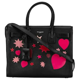 Saint Laurent-Bolso satchel Sac De Jour negro con diseño de corazón y patchwork de bebé de Saint Laurent-Negro