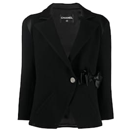 Chanel-Paris / London Bow Black Tweed Jacket-Black