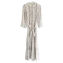 Heidi Klein Maxikleid aus Seide mit Schlangenmuster Beige