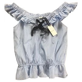 Autre Marque Top Vichy Brigitte Bardot Blu e Bianco Cotone Blu