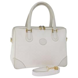 Gucci-GUCCI Micro GG Canvas Hand Bag PVC 2way White 002 123 0167 Auth th4828-White