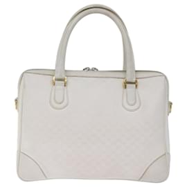 Gucci-GUCCI Micro GG Canvas Hand Bag PVC 2way White 002 123 0167 Auth th4828-White