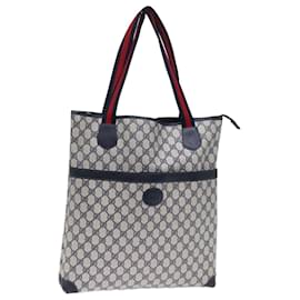 Gucci-GUCCI GG Supreme Sherry Line Tote Bag PVC Navy Red Auth yk12029-Red,Navy blue