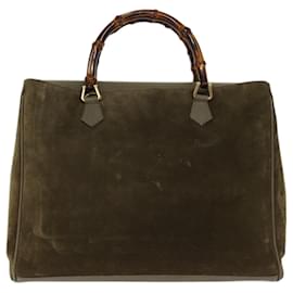 Gucci-Bolso de mano GUCCI Bamboo Ante 2way Caqui 002123 0322 Auth 73447-Caqui