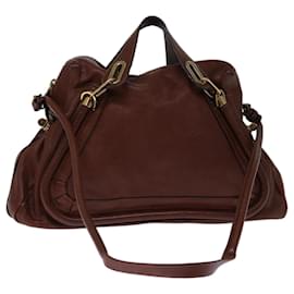 Chloé-Chloe Mercy Hand Bag Leather 2way Brown Auth bs14066-Brown