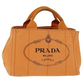 Prada-PRADA Canapa PM Hand Bag Canvas Orange Auth ep4144-Orange