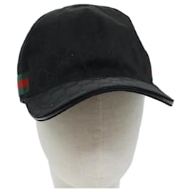 Gucci-GUCCI GG Canvas Web Sherry Line Cap XL Black Red Green 200035 Auth yk12030-Black,Red,Green