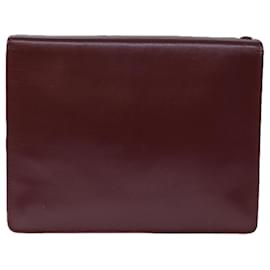 Cartier-CARTIER Clutch Bag Leather Wine Red Auth bs13974-Other