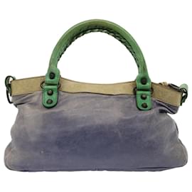 Balenciaga-BALENCIAGA The First Hand Bag Pelle 2way Viola Verde 103208 Auth 73254-Verde,Porpora