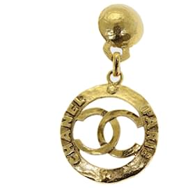Chanel-CHANEL Ohrring Metall eine Seite nur Gold CC Auth bs13983-Golden