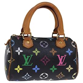 Louis Vuitton-LOUIS VUITTON Monogramm Multicolor Mini Speedy Handtasche Schwarz M92644 Auth 73280-Schwarz