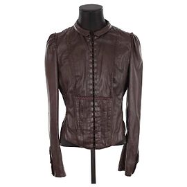 Elie Tahari Lederjacke Braun