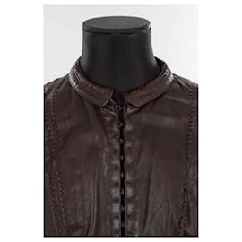 Elie Tahari-Leather coat-Brown