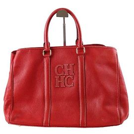 Carolina Herrera Cabas en cuir Rouge