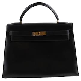 Hermès-Kelly 32 leather handbag-Black