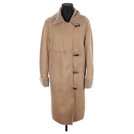 Max Mara-abrigo con ribete de cuero-Beige