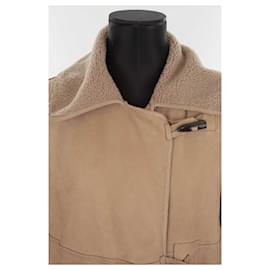 Max Mara-leather trim coat-Beige