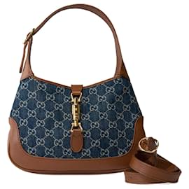 Gucci-GUCCI Jackie Tasche aus blauem Denim – 101893-Blau
