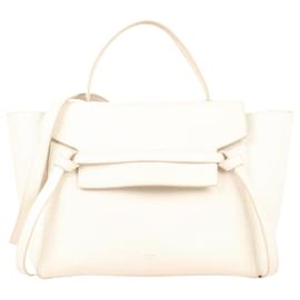 Céline-CELINE Belt Bag Mini Leather 2way Handbag in White-Beige