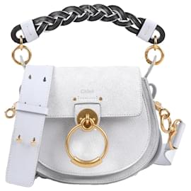 Chloé-CHLOÉ Tess Small Braided Leather & Suede Shoulder Bag In Light Cloud-Blue