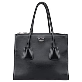 Prada-Prada Leopard Print Calf Hair Twin Pocket Tote-Black