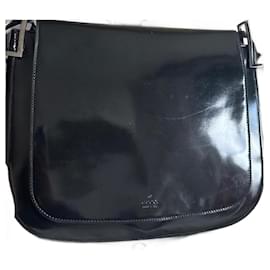 Gucci-GUCCI Vintage patent leather shoulder bag 001 3195 002058-Black