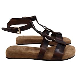 Chloé-Chloé Diane Studded Sandals in Brown Leather-Brown