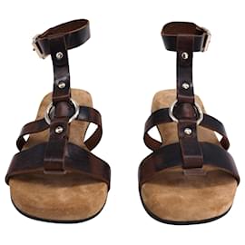 Chloé-Chloé Diane Studded Sandals in Brown Leather-Brown