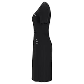 Thierry Mugler-Mugler Staple-Details Sheath Dress in Black Wool-Black