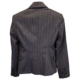 Brunello Cucinelli-Brunello Cucinelli Pinstripe Blazer Jacket in Grey Wool-Grey