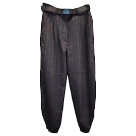 Brunello Cucinelli-Brunello Cucinelli Pinstripe Trousers in Grey Wool-Grey